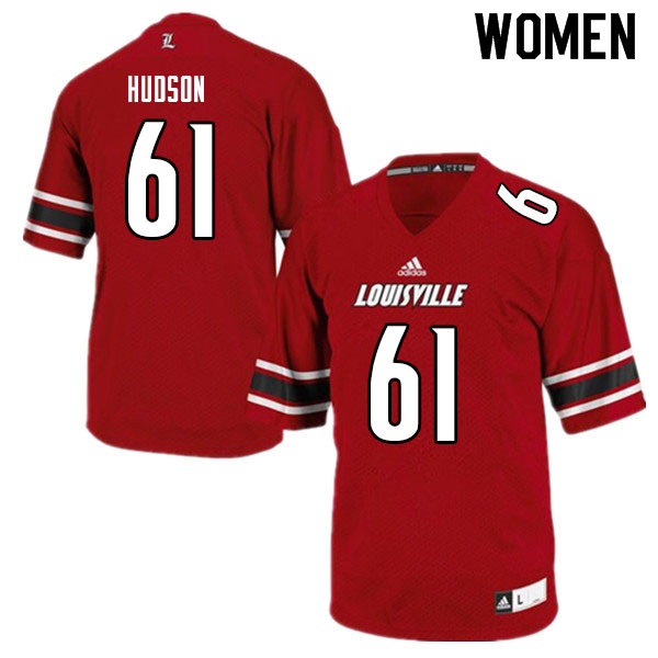 Women #61 Bryan Hudson Louisville Cardinals College Football Jerseys Sale-Red